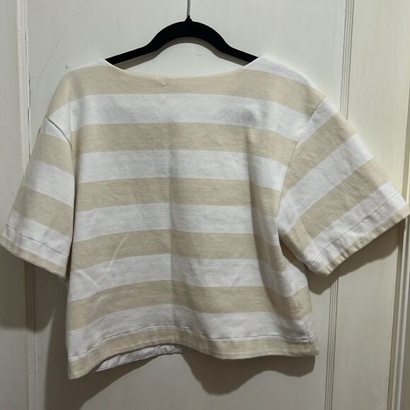 Single Thread Boxy Cropped Heavy Weight Striped Tee womens Medium Nice! - Picture 6 of 6